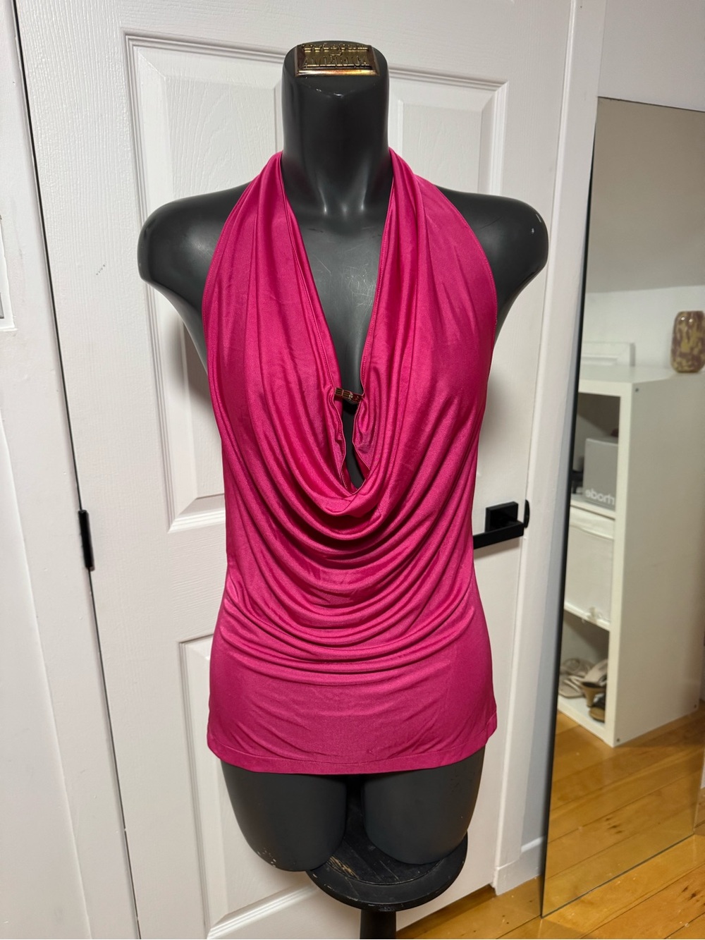 Women’s Pink Halter Cowl Neck Top